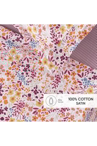 Conjunto de lençóis reversível em cetim de algodão 80 fios/cm² Fleurs des champs - Bordô