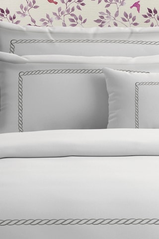 Conjunto de edredão em cetim de algodão 80 fios/cm² Perle enchantée - Branco e cinzento