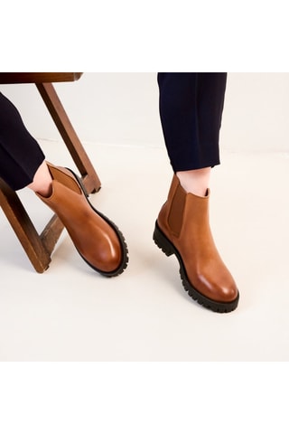 Bottines Chelsea en cuir Maia  - Camel