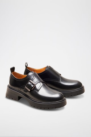 Derbys à talons en cuir Izia  - Noir