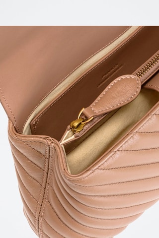 Schapenleren Handtas Beige en Goudkleurig