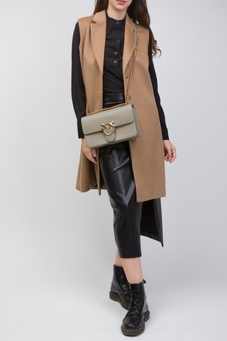 Leren Schoudertas Taupe