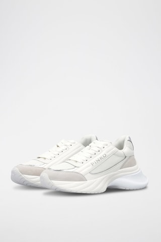 Leren Platform Sneakers Ariel 07 - Wit en Zilverkleurig