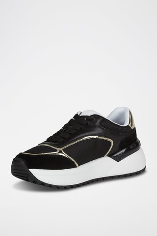 Leren Platform Sneakers Zwart