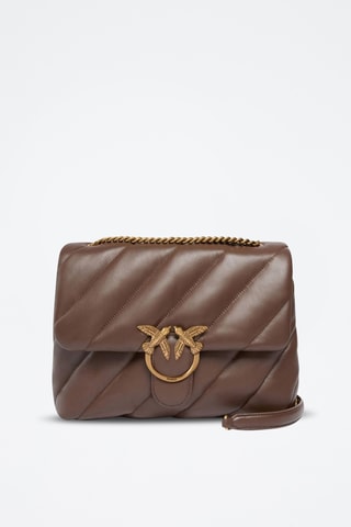 Nappa Schapenleren Schoudertas Big Love Bag Puff - Donkerbruin