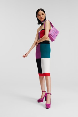 Jupe fourreau taille haute - Violet et noir