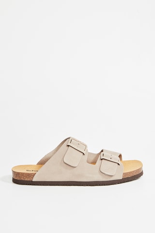 Mules em couro Nicole - Bege