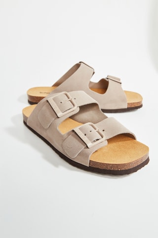 Mules em couro Nicole - Bege