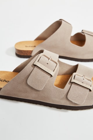 Mules em couro Nicole - Bege
