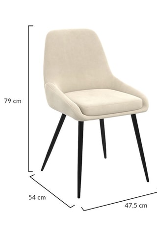 4 chaises Olivia - 47,5 x 79 x 54 cm - Revêtement en velours