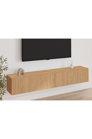 Meuble TV suspendu 2 abattants Faustine - 180 x 30 x 30 cm