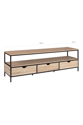 Meuble TV Memphis 3 tiroirs - 160 x 50 x 40 cm
