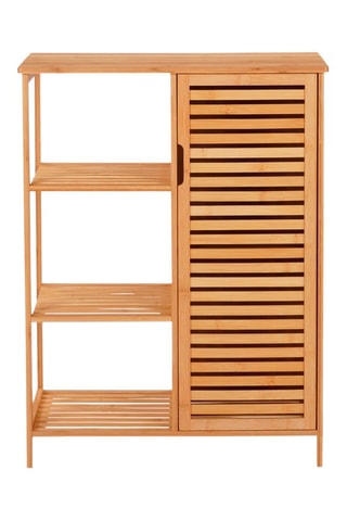 Meuble salle de bain 1 porte en bambou Maya - 66 x 33 x 87 cm