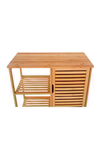 Meuble salle de bain 1 porte en bambou Maya - 66 x 33 x 87 cm