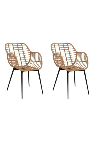 2 fauteuils Cuba - Imitation rotin et noir