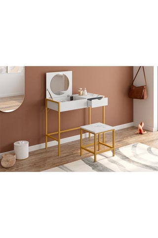 Coiffeuse et tabouret Glam - 83 x 113 x 39,5 cm / 35 x 40,5 x 35 cm