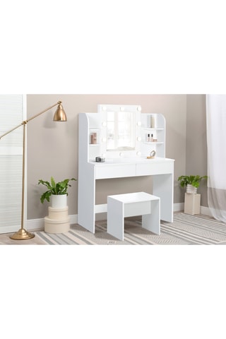 Coiffeuse 2 tiroirs et tabouret Zita - 108 x 41 x 40 cm / 48 x 40,5 x 29,5 cm