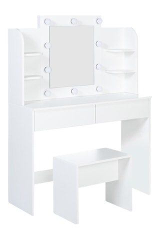 Coiffeuse 2 tiroirs et tabouret Zita - 108 x 41 x 40 cm / 48 x 40,5 x 29,5 cm