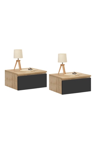 2 tables de chevet suspendues 1 tiroir Tom - 40 x 18 x 30 cm