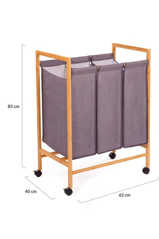 Panier à linge en bambou avec roulettes Maya - 62 x 83 x 40 cm
