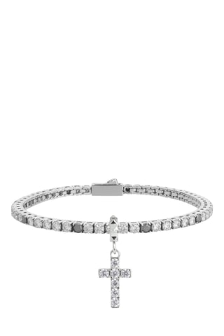 Pulseira - Banhada a ião prata e diamantes