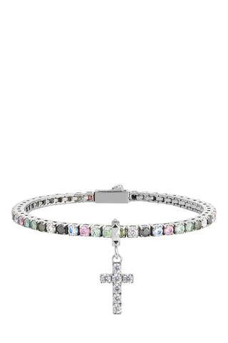Pulseira - Banhada a ião prata e diamantes