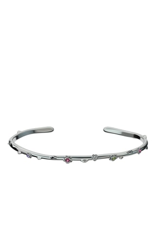 Pulseira rígida - Banhada a ião prata e turmalinas