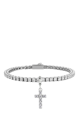 Pulseira - Banhada a ião prata e diamantes