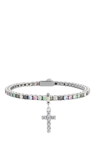 Pulseira - Banhada a ião prata e diamantes