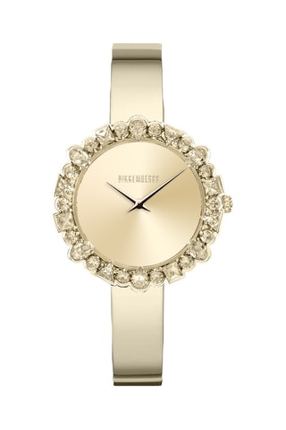 Relógio de quartzo em aço com cristais Swarovski - Dourado