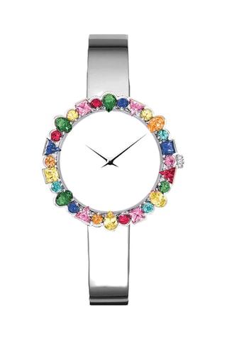 Relógio de quartzo em aço com cristais Swarovski - Prateado