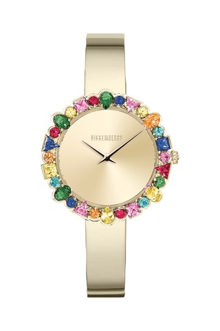 Relógio de quartzo em aço com cristais Swarovski - Dourado