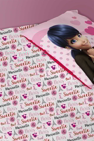 Lençol-capa Miraculous Ladybug Marinette - Branco e rosa
