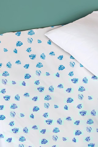 Lençol-capa Jurassic World Branco e azul