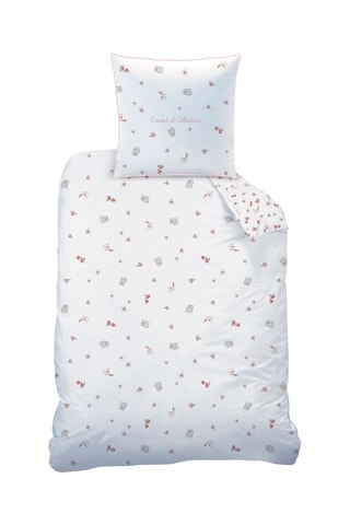 Conjunto de edredão Ernest e Celestine   Branco e rosa
