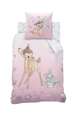 Conjunto de edredão Bambi e Tambor Disney - Rosa e branco