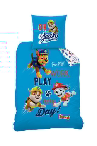 Conjunto de edredão Patrulha Pata Azul e branco