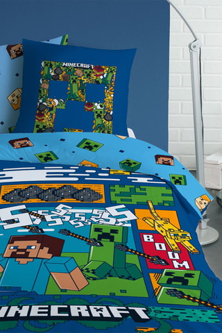 Conjunto de edredão Minecraft Update  Azul-noite e azul