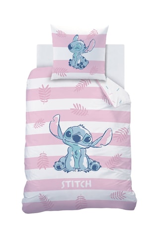 Conjunto de edredão Stitch Lilo e Stitch Disney - Rosa e branco