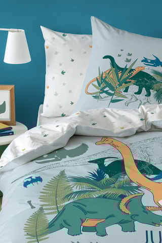 Conjunto de edredão em algodão 115 fios/cm² Dino Selva - Cinzento e branco