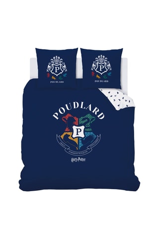 Conjunto de cama reversível Harry Potter - Azul-marinho e branco