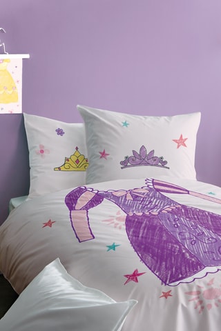 Conjunto de edredão em algodão As Princesas Disney - Branco e violeta