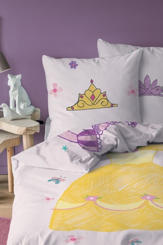 Conjunto de edredão em algodão As Princesas Disney - Branco e violeta