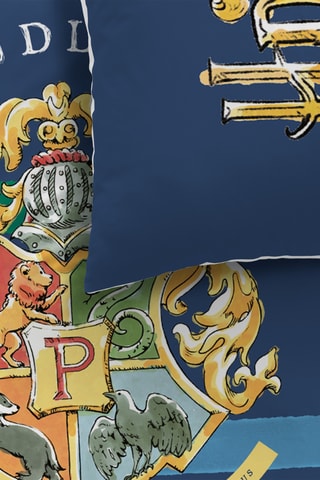 Conjunto de edredão em algodão Poudlard Harry Potter - Azul-marinho e branco