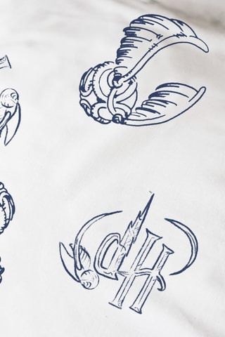 Conjunto de edredão em algodão Poudlard Harry Potter - Azul-marinho e branco