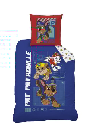 Conjunto de edredão em algodão Patrulha Pata - Azul-marinho e branco