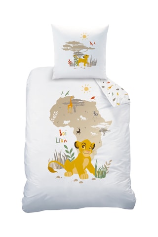 Conjunto de edredão em algodão Simba O Rei Leão Disney - Branco e amarelo