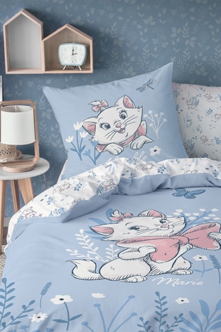 Conjunto de edredão em algodão Marie Os Aristogatos Disney - Azul-celeste e rosa