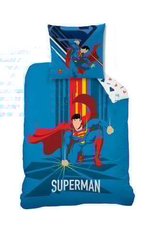 Conjunto de edredão em algodão Superman A liga dos Justiceiros Dc Comics - Azul-cobalto