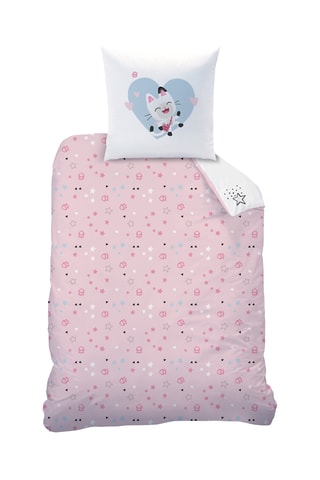 Conjunto de edredão em algodão - Branco e rosa